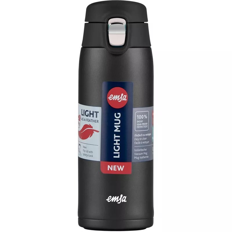 Travel mug EMSA N2151700 0.4 L, black matt, flip lid