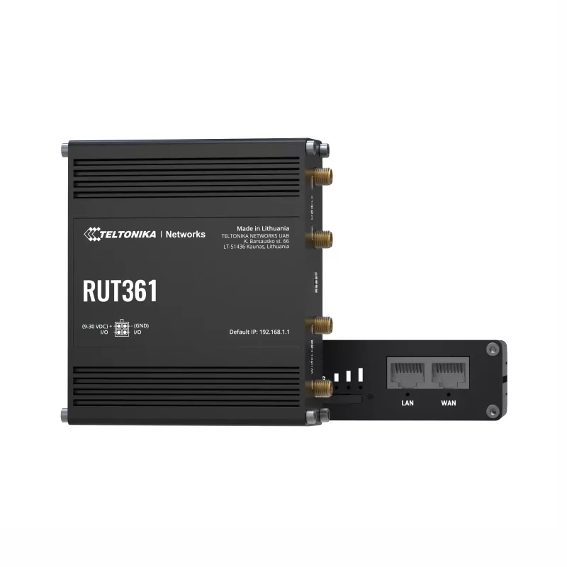 Teltonika Industrial 4G LTE router RUT361 Cat 6 LTE, WiFi 4, 2x RJ45 100Mb/s, IP30