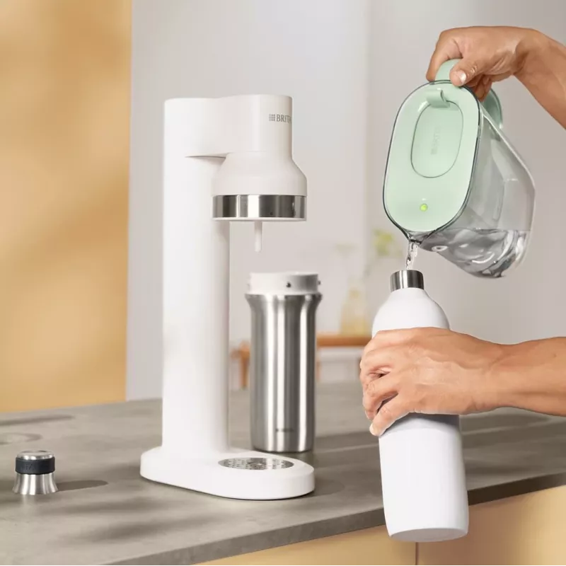 Bottle for carbonator BRITA 1046735 — stainless steel, 1 L, 93 mm Ø, 305 mm height