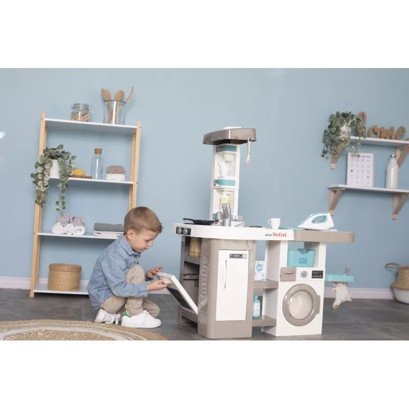 Smoby 311050 toy kitchen with laundry area and accessories