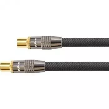 SAT Antenna Cable, IEC/Koax Plug an Socket Gold-Plated, Shielding Rating 120 db, 75 Ohm, Nylon Braiding black, 30m, PYTHON® Series (GC-M2020)