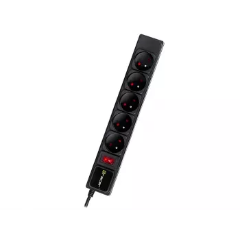 Surge protector TRACER PowerGear Tracer 47138 5 m Black power strip with 5 m cable