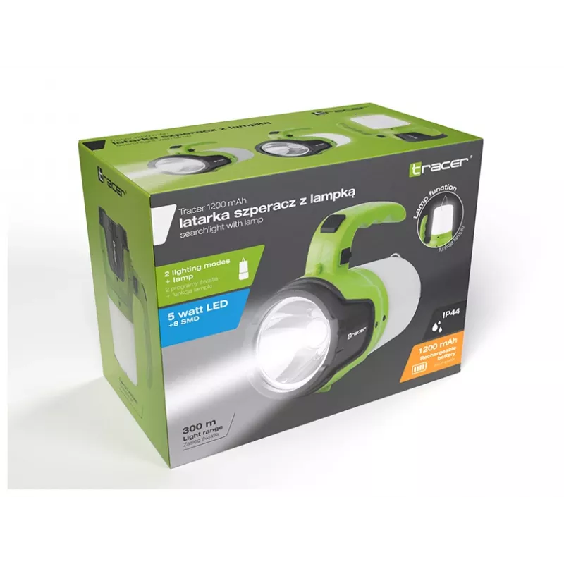 Flashlight TRACER TRAOSW46895 with 1200mAh rechargeable battery, handheld search light