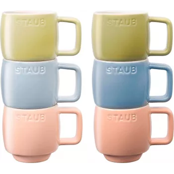 Ceramic Mugs Staub Set of 6 Multicolor 100 ml - 6-piece tea/espresso cups