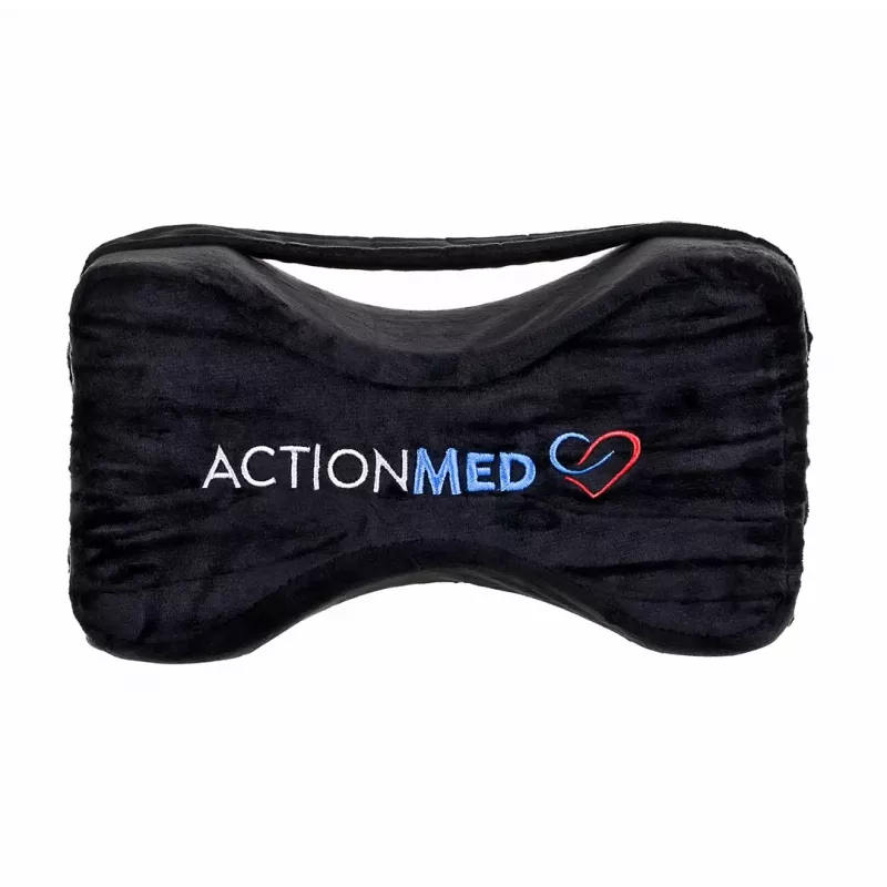 Orthopedic Knee Pillow ActionMed PO500AM — contoured leg alignment support, washable cover, black