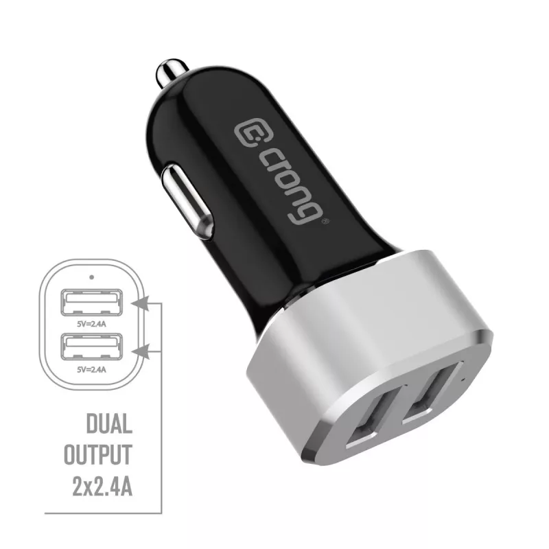 Car charger 2xUSB 2.4A aluminium