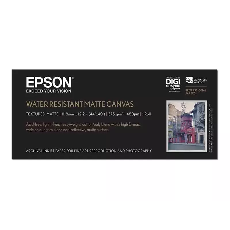 Epson WaterResistant Matte Canvas Roll, 44 inch x 12,2 m, 375g/m²