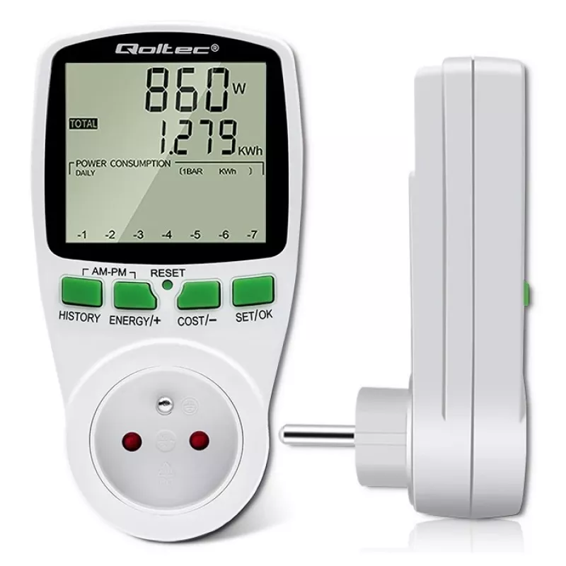 Power meter QOLTEC PM0627 3680W with history — QOLTEC PM0627 3680W