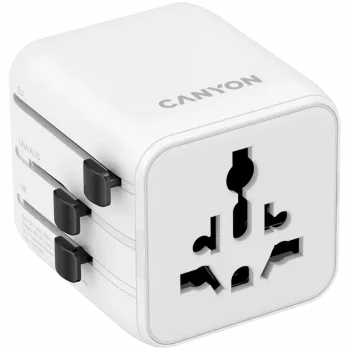 Travel adapter CANYON OnTour One EU UK US AUS White (CNS-TA1005W) - universal plug conversion for EU/UK/US/AUS
