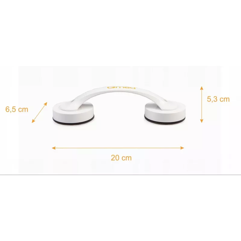 Suction cup holder Qmed DRQM6D0AAXXXP — technopolymer wall mount, 20 cm depth, max load 30 kg, white, 65×53 mm