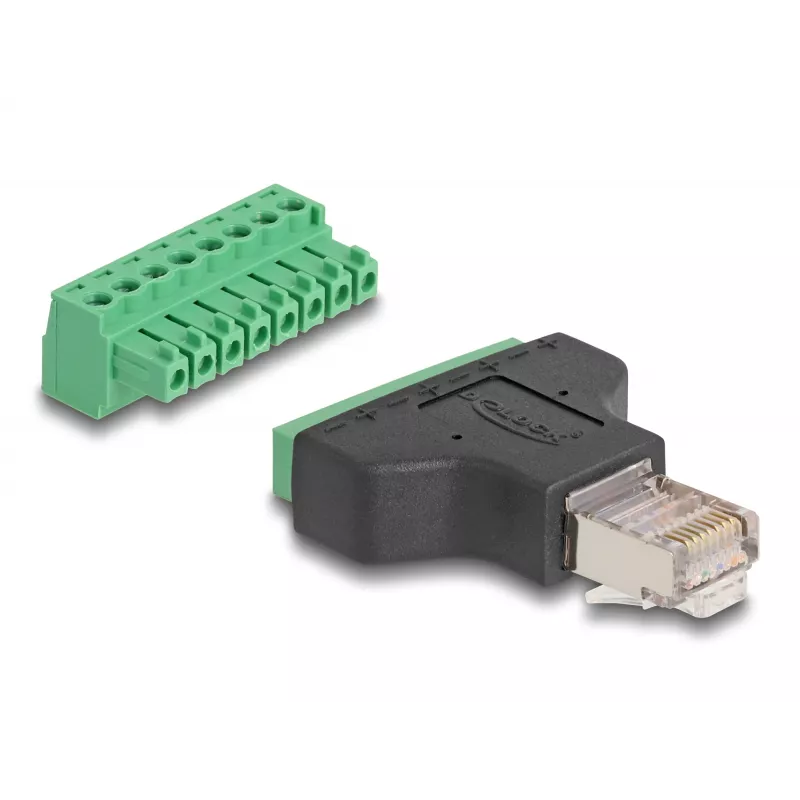DeLOCK Adapter RJ45 male > Terminal Block 8 pin 2-part 3.81 mm