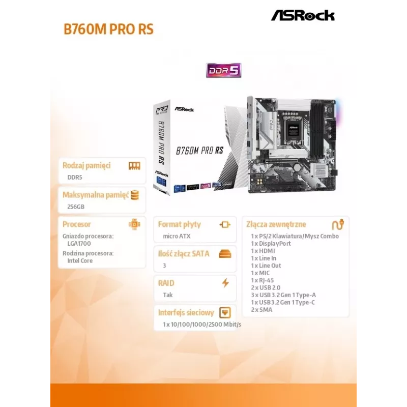 ASRock B760M Pro RS DDR5 Micro-ATX Motherboard