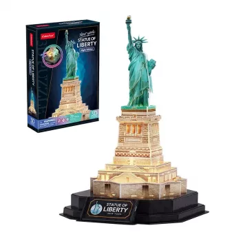 3D Puzzle CubicFun 306-L536H LED Statue of Liberty Night Edition — model kit with LED lighting