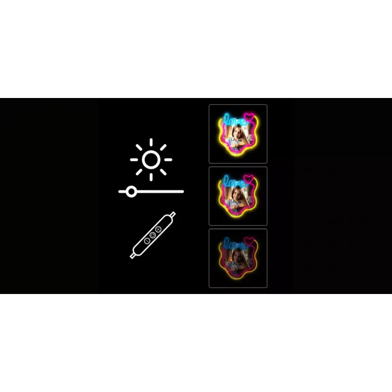 LED neon mirror light MANTA MASNL131MT – 'LOVE' design, built-in LED neon illumination