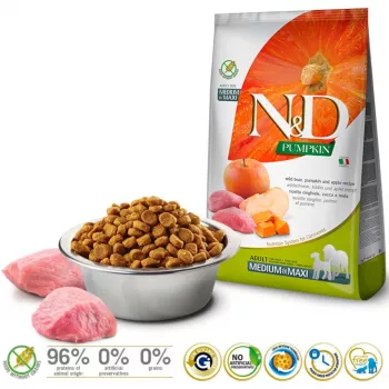 Dry dog food Farmina N&D Pumpkin BOAR & APPLE for Adult Medium & Maxi breeds, 12 kg, grain-free, 30% protein