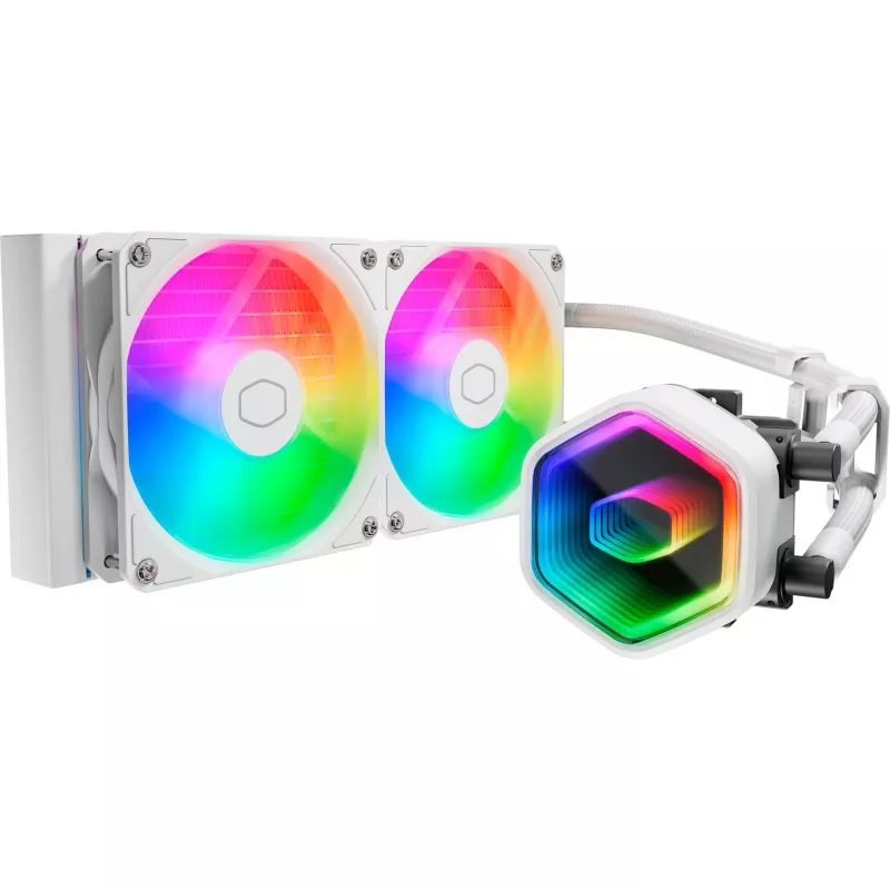 Liquid CPU cooler Cooler Master MasterLiquid 240 Core II White — 240 mm, 2x 120 mm fans (650–1750 RPM), sleeve bearing