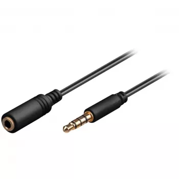 Wentronic Goobay 3,5mm-jack-Extension Cable, Black, 3 m - jack 3,5 mm-Plug (4-Pin, Stereo) > jack 3,5 mm-Socket (4-Pin, Stereo) (62480)