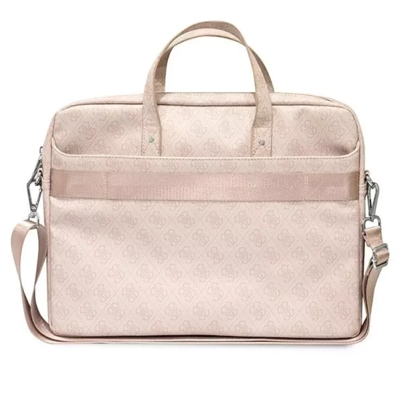 Guess 4G Triangle Logo Laptop Bag 16 Rose Pink Saffiano - GUCB15P4TP