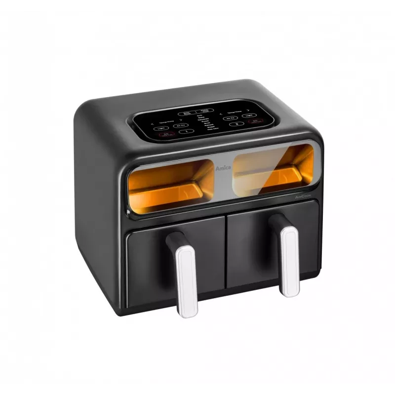 Amica AFM 7020 Double Air Fryer, 8 L, 2400 W, Black