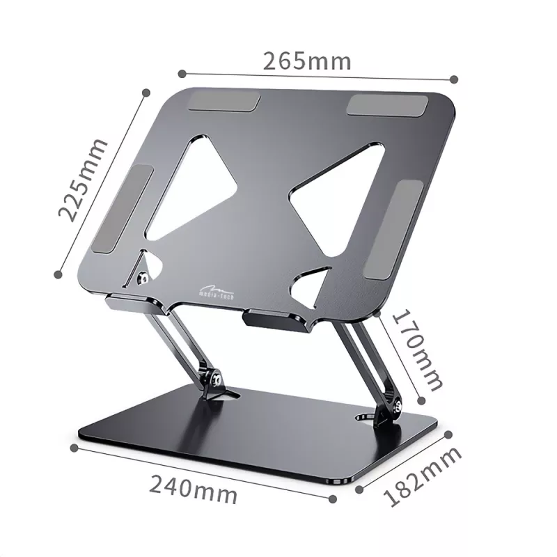 Laptop stand MEDIA-TECH MT2661 — adjustable height, foldable aluminium design for up to 17 inch notebooks