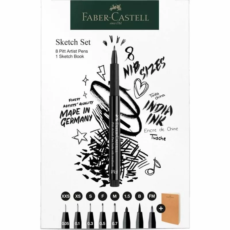 Faber-Castell 267102 fineliner Multi Black 8 pc(s) Round Point