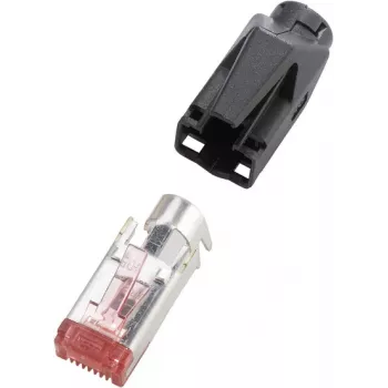 renkforce RJ45-Connector TM21 CAT 6, Shielded Plug, straight Pole: 8P8C H9561.4-10 Black H9561.4-10 10 pc(s) (H9561.4-10)