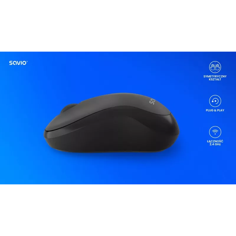 Wireless mouse SAVIO MB-03, Bluetooth interface, 1000 DPI, battery AA, 99×60×39 mm, 51 g, receiver included