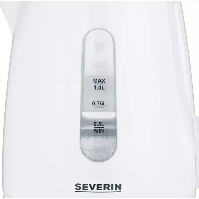 Electric kettle SEVERIN 1 L 2200 W white — cordless, 360° base, concealed heating element