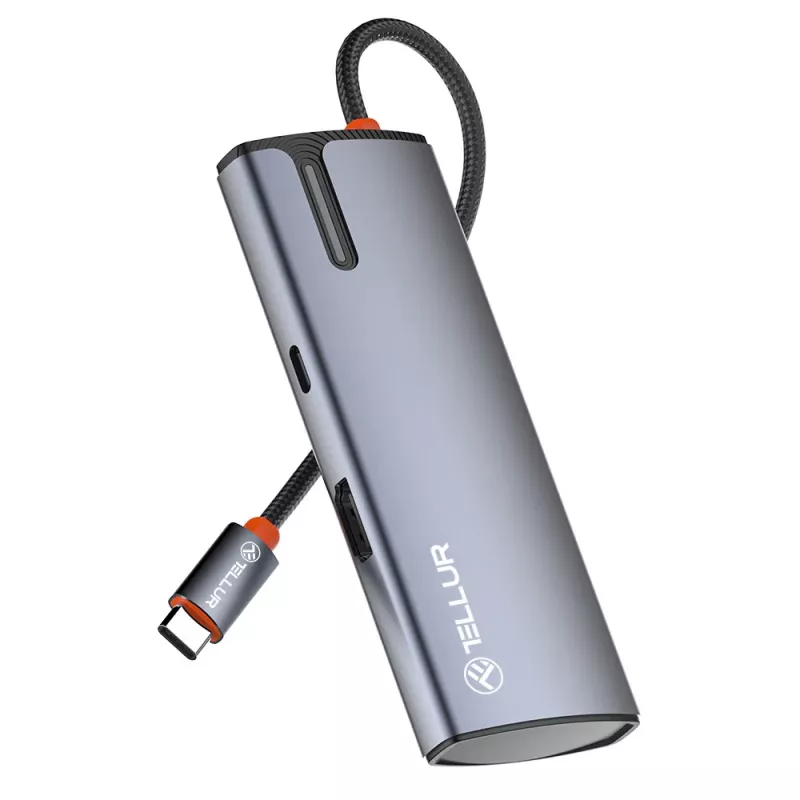 USB-C hub Tellur TLL321061 with PD 3.0 100W, HDMI output and 3× USB 3.0 ports