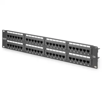 DIGITUS - Patch Panel - RJ-45 X 48 - Grey, RAL 7035 - 2U - 48 Ports (DN-91648U)
