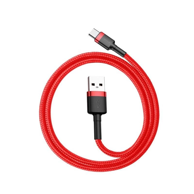 USB 2.0 A to USB-C cable Baseus CATKLF-B09 1m QC3.0 nylon braided red, fast charging and data sync