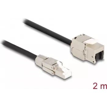 DeLOCK Cable RJ45 plug field assembly to Keystone Module RJ45 jack Cat.6A 2 m