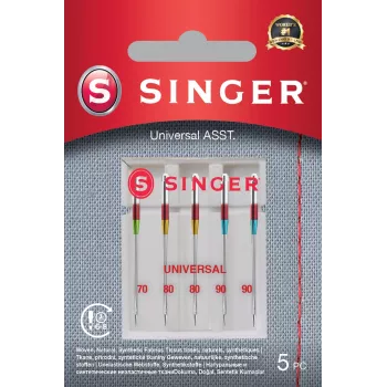 SINGER sewing machine needles Universal ASST 5PK — assorted sizes for woven fabrics