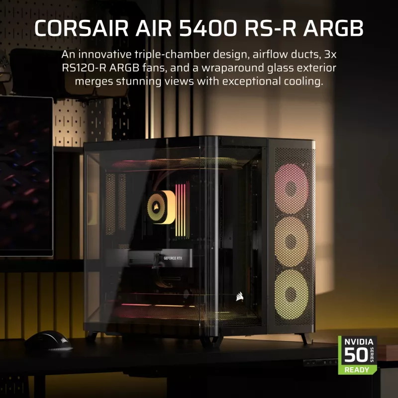 PC case Corsair AIR 5400 RS-R ARGB Midi Tower Black