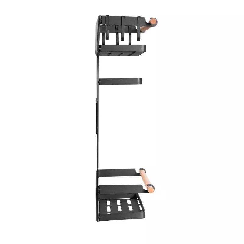 MACLEAN MC-910 Magnetic Kitchen Shelf Organizer with Towel Bar and 5 Hooks, Black, 5 kg Load Capacity