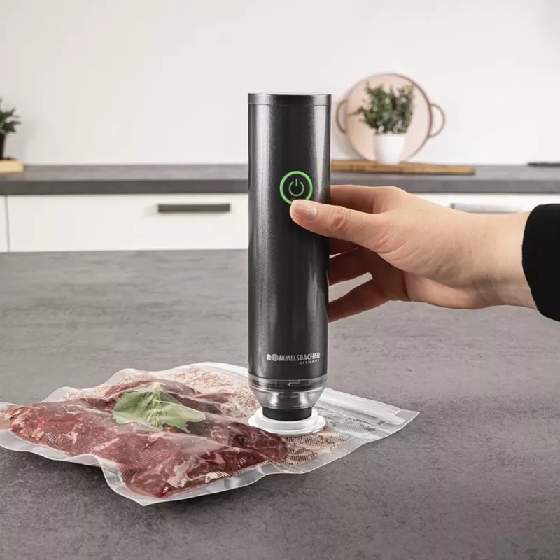 Hand-held vacuum sealer Rommelsbacher VAC 253/S, battery operated, anthracite, with 3 glass containers