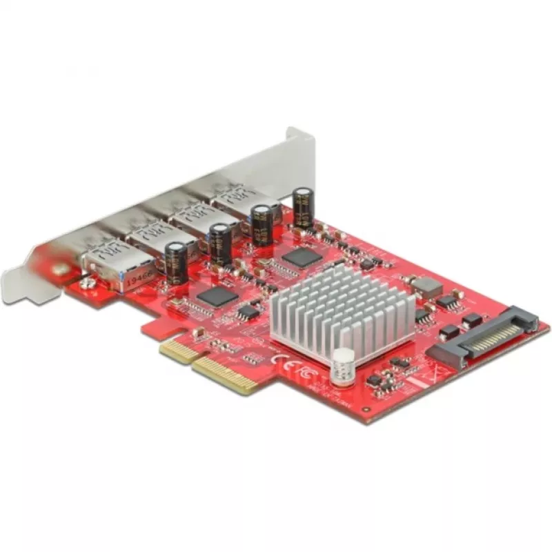 Delock PCI Express x4 Card to 4 x external SuperSpeed USB 10 Gbps (USB 3,2 Gen 2) USB Type-A female - USB-Adapter - PCIe 3.0 x4 - USB 3,2 Gen 2 x 4 (90481)