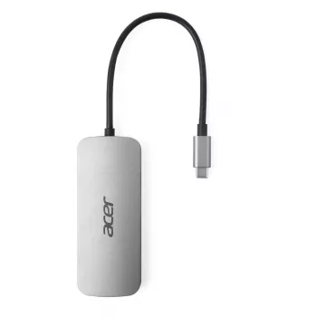 7‑in‑1 USB‑C Dongle Acer — USB 3.2 Gen 1 Type‑C, 3x USB‑A, HDMI, SD/MicroSD, 100W PD, Silver