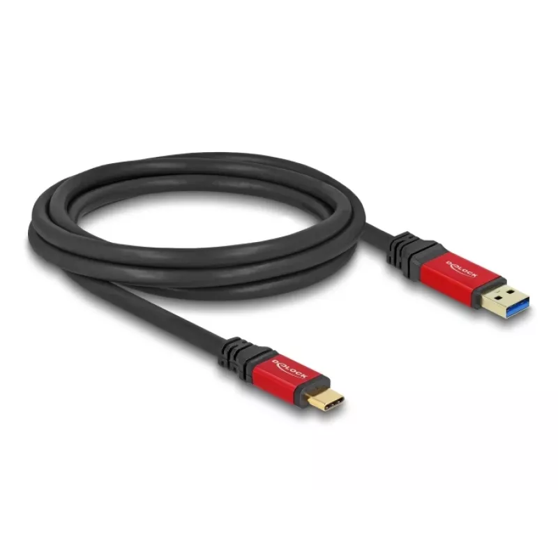 USB Cable DeLOCK 80618 10 Gbps Type-A to Type-C 2m Red Metal