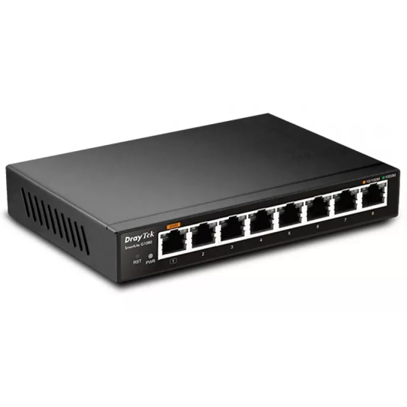 Unmanaged L2 Gigabit Ethernet Switch Draytek VigorSwitch G1080 Black