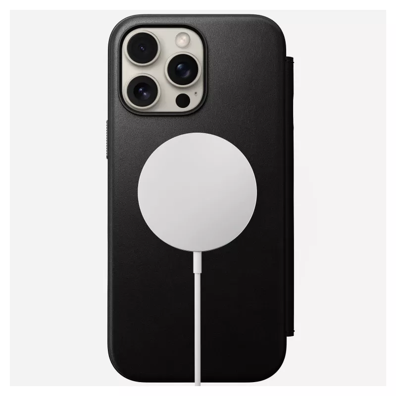 Folio phone case Nomad NM01675785 for Apple phones, fits up to 17.5 cm (6.9 inch), Black, 3 card pockets, desktop stand