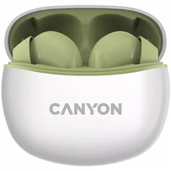 CANYON In-Ear Headphones TWS-5, Green Bluetooth 5.3, touch control, charging input: USB-C