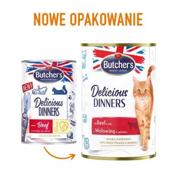 Wet cat food butcher's Delicious Dinners 400 g — Beef, Grain‑free, Adult