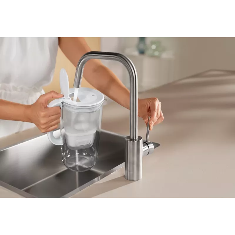 Water filter jug BRITA Glass+1 Maxtra Pro grey, 2.4 L total / 1.5 L filtered, Maxtra Pro PP filter