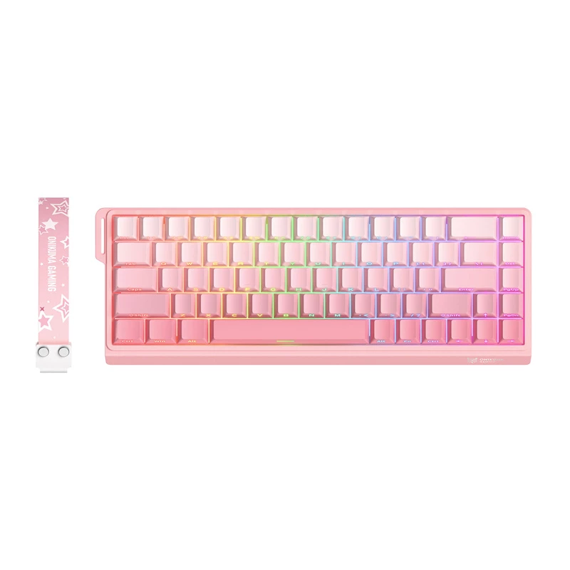 Wired gaming keyboard Onikuma G69 — pink, USB connection, full-size layout