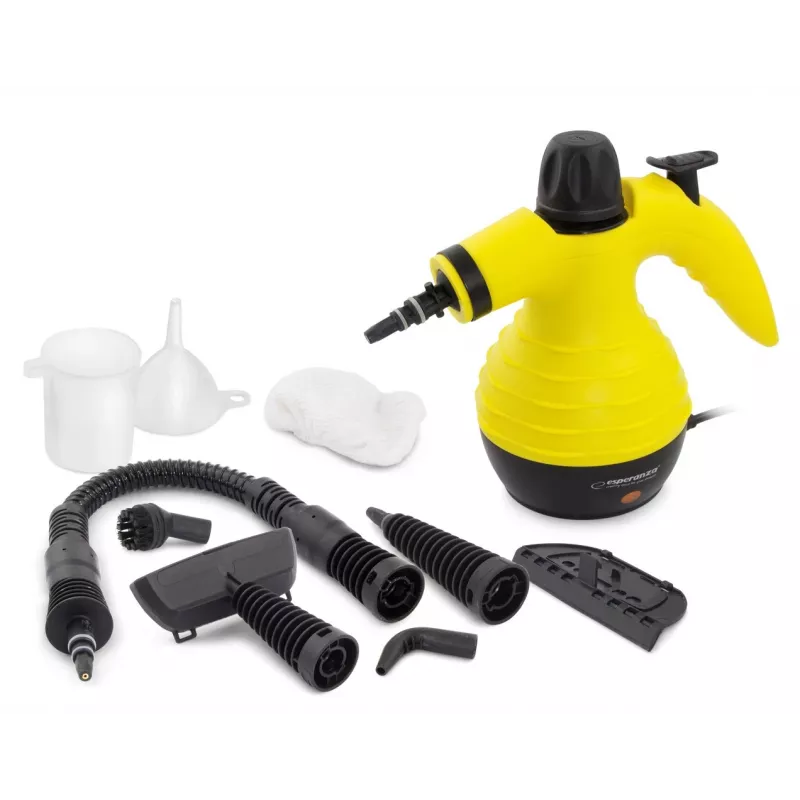 Portable steam cleaner ESPERANZA EHS001 — 0.35 L, 900 W, 3 bar, 115°C, 40 g/min, includes floor/upholstery/brush nozzles