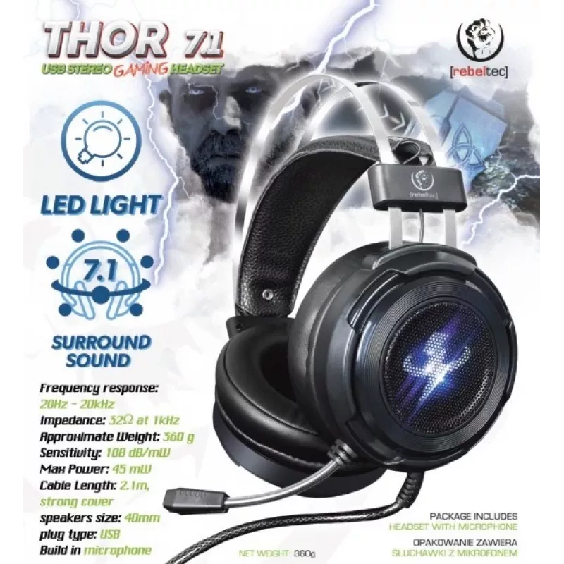 Stereo headphones Rebeltec THOR RBLSLU00042