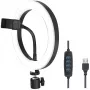 LogiLink AA0151 LED Ring Light for Smartphones, Ø 200 mm, 3 Colour Modes, Adjustable Brightness, 1/4 inch Tripod Thread, with Phone Holder, USB, 1.8 m Cable, Black