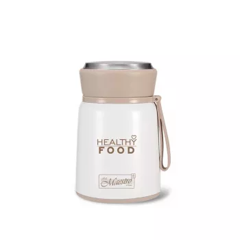 Thermos flask Maestro MR-1646-53 0.53 L stainless steel, beige/white, vacuum insulated, leakproof, with spoon and bowl