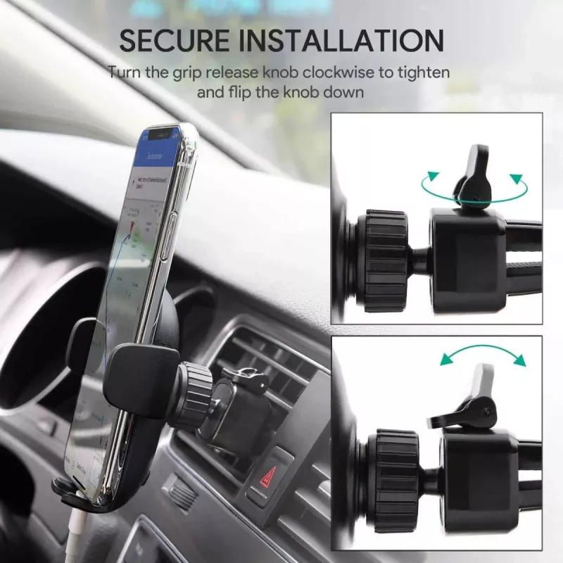Phone holder Aukey HD-C48 adjustable 360° for smartphones and small tablets, clamp mount, rotatable arm